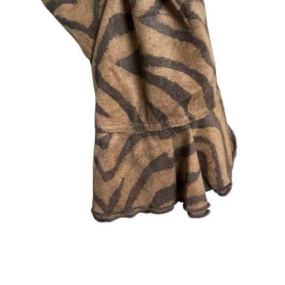 Joseph Ribkoff Veston Jacket Sz 12 Brown Zebra Print Open Waterfall Drawstring - Picture 7 of 10